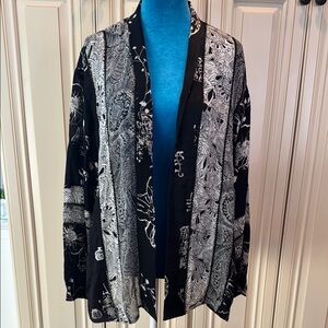 Chico’s Black and White Asian Patterned Women's Jacket- Silk size 3